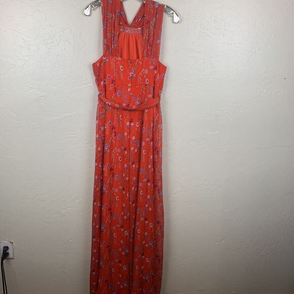Alexis Jumpsuit Size Small Orange Floral Janina Drawstring Waist Halter - Picture 6 of 8